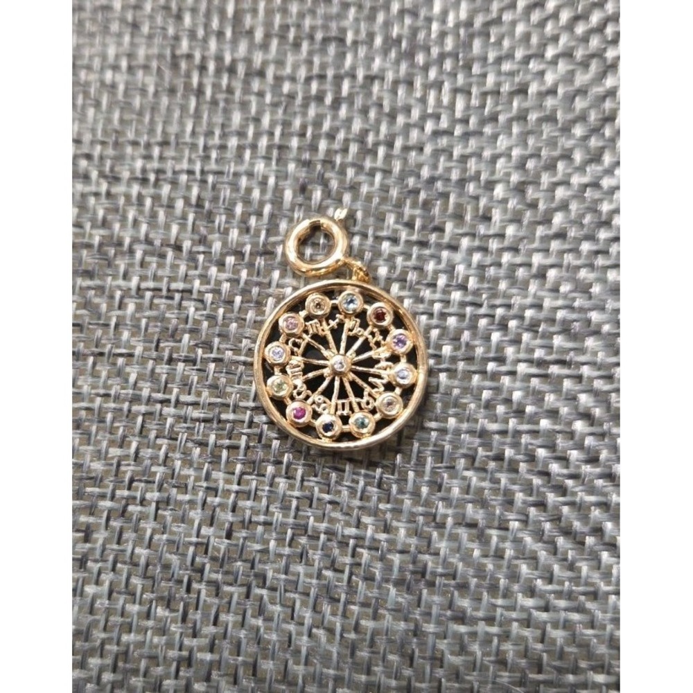 Ross-Simons Onyx, Mnstn & Multi-Gmstn Zodiac Symbols Charm in 18k Gold Plate
